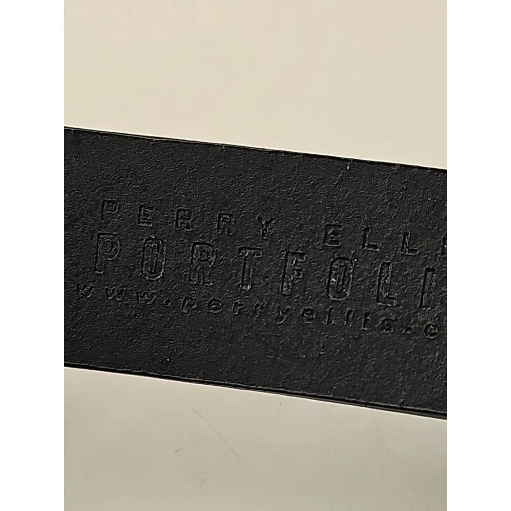 PERRY ELLIS Portfolio  Mens Black Full Grain Leather Casual‎ Belt 42 Excellent